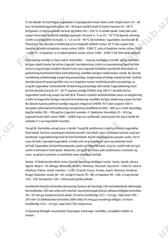 ko£k beda - medicago sativa l., sariq beda (o£roqsimon) — medicago falcata l., duragay beda — m.media l., zangori beda — m. coerulae l., xmelsimon beda — m. lupulina l.2 ldizi baquwat bo'lib rivojlangan, o‘q ildizi tuproqqa 8—10 m chuqurlikka kirib boradi. birinchi yili ildizlari 2-3 m chuqurlikka kirib boradi. ildizlarida tuganaklar hosil bocladi. ildizlar o'zbekiston sharoitida tuproqqa gumus yetkazib beruvchi asosiy komponentdir. ekish oldidan albatta urug'lar nitragin yoki rjzotorjin bilan inokulyatsiya qilinishi kerak. bunda hosildorlik 20-30 % oshadi hamda tuproqda ko'proq azot to'planadi. poyasi o‘tpoya, sershox, bo‘yi 50—150 sm birinchi yili 3—4, ikkinchi yili 15—17, uchinchi yili 20 va undan ko'proq poya hosil bo'ladi. siyrak dalalarda poyalar soni 100 ga yetishi mumkin. barglari uch qo'shaloq. o'rtadagi bargchasining bandi uzun. barglarda yon bargchalar bo'ladi. barglarning yuqorisi yarmi tishchali. birinchi yili barglar yer usti massasining 50 %, 2-3 yillari 40 % ini tashkil etadi. to‘pguli — ko'p gullardan iborat shingil. ikki …
