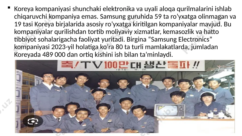 farqli o‘laroq, status-kvoni saqlab qolishga muvaffaq bo‘ldi. counterpoint research ma’lumotlariga ko‘ra, mobil qurilmalarning umumiy savdosi yiliga 3 foizga qisqarganiga qaramay, apple o‘z ulushini 37,1 foizdan 42 foizga oshirgan. samsung esa, o‘z navbatida, 2021 yilning uchinchi choragida 18,5 foiz, joriy yilda esa 18,3 foiz ulushga ega bo‘ldi. umumiy sotuvlar hajmida 5g texnologiyasini qo‘llab-quvvatlaydigan telefonlar miqdori 46 foizni tashkil qilgan, bu esa yangi rekordir. samsung kompaniyasi moliyaviy holati. samsung electronics bugun to’rtinchi chorak va 2022 yil uchun moliyaviy natijalarini e’lon qildi.kompaniya 2022 yil 31-dekabrda yakunlangan chorakda konsolidatsiyalangan daromad bo’yicha 70,46 trln krw hamda, operatsion foyda bo’yicha 4,31 trillion krw natijalarni taqdim etdi. yil natijalari borasida, rekord darajadagi 302.23 trillion yillik daromad va 43.38 trillion krw operatsion foydani e’lon qildi. to’rtinchi chorakda global iqtisodiy pasayish sharoitida past talab tufayli biznes muhit sezilarli darajada yomonlashdi. narxlar pasayib, mijozlar zaxiralarining kamayish holati davom ettirgani sababli “xotira” biznesidagi daromad keskin tushib ketti. shuningdek, asosiy mahsulotlarga bo`lgan …