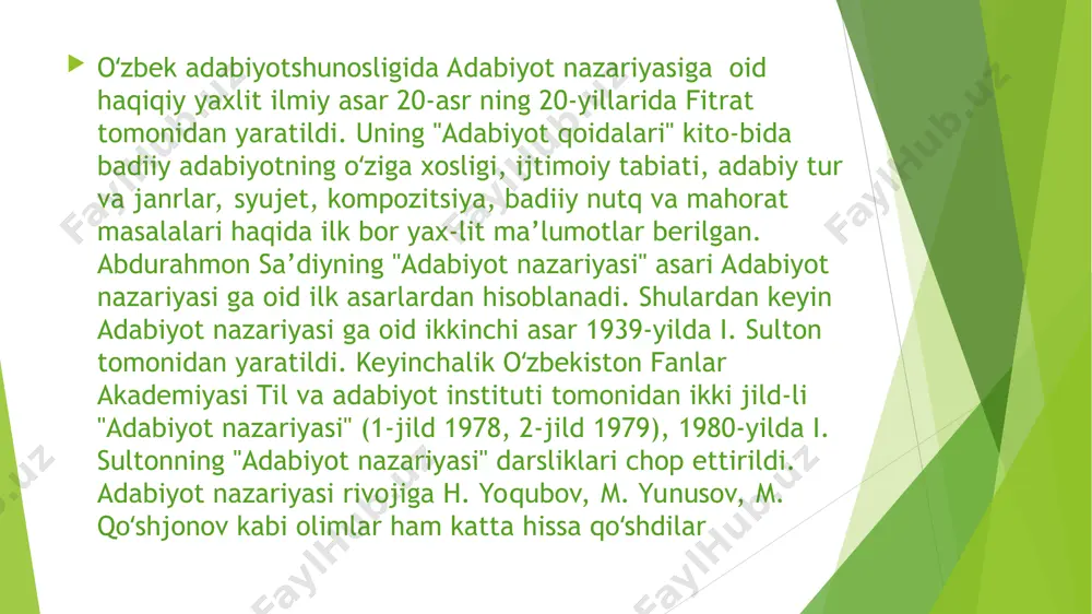 dir. ular oddiy uslubda, umumiy oddiylik uslubida yozadir. shoir, yozg‘uchi san’atkorlikda ko‘tarila borg‘an sayi(n) o‘ziga maxsus bir uslub yarata boshlaydir. shoirning xayol, o‘y, tushunish shakllari tugal, komil bo‘lg‘ach, o‘ziga yarasha bir uslub borliqqa chiqqan boiadir. uslubning adabiyotdagi o‘mi juda katta, juda muhimdir. bir asardagi fikrlar, maiumotlaming eski, boshqa shoirlar tomonidan aytilg‘an boiishi mumkindir. ulaming eskuigini bizga sezdirmasdan, budirmasdan ifoda quib, uni bizga o‘quta olg‘an kuch uslubdadir. e’tiboringiz uchun rahmat!