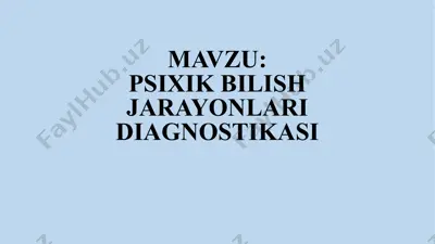 psixikbilish jarayonlari diagnostikasi — PPTX