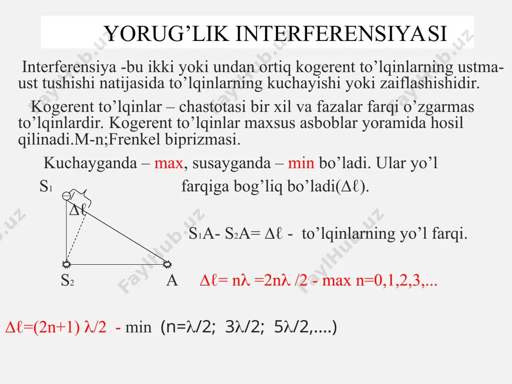 j=a/l4 ; a=const bu nobirjinslilikning 0,2λ dan kichik bo’lgan markazlari uchun ifodalaniladi. qizil nurlarning kamroq sochilishidan signalizatsiyalarda foydalaniladi. λ qancha kichik bo’lsa, j shuncha katta bo’ladi. nobirjinslilik qancha mayda bo’lsa, ayni bitta to’lqinlar intensivroq sochiladi. yorug’likning sochilishi uchun reley qonuni o’rinlidir. refraktometriya va tolali optika yorug’likning bir muhitdan ikkinchi muhitga o’tishida o’z yo’nalishini o’zgartirishiga yorug’likning sinishi yoki refraksiyasi deyiladi. moddalarning sindirish ko’rsatgichini aniqlash uchun ishlatiladigan asboblar refraktometrlar deyiladi. eritmalarning sindirish ko’rsatgichi – n=c/v eritmaning konsentratsiyasiga bog’liq bo’lganligi uchun eritmalarning konsentratsiyasini aniqlashda ham refraktometrdan foydalaniladi.m-n;qon zardobidagi oqsil moddasini qand eritmalari konsentratsiyasini aniqlashda ishlatiladi. katta burchak ostida tushayotgan yorug’lik muhitlar chegarasidan to’liq qaytadi.bu hodisa to’la ichki qaytish hodisasi deyiladi.yorug’lik va tasvirni yorug’lik o’tgazgichlari bo’yicha uzatish tolali optika deyiladi,u ichki qaytish hodisasiga asoslangan.yorug’lik sindirish ko’rsatgichi kichik bo’lgan modda bilan o’ralgan shaffov tolaga kirgach, ko’p marta qaytadi va tola bo’ylab tarqaladi. tolali optika tibbiyotda ichki organlarning – oshqozon,to’g’ri ichak va h.k. larni tekshiruvchi apparatlarda …