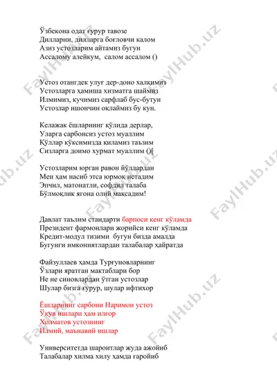 ustozlarga hizmat vaqtini kutish — DOC