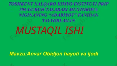 anvar obidjon hayoti va ijodi — PPTX