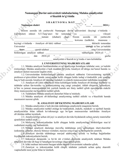 malaka amaliyoti shartnomasi — DOC
