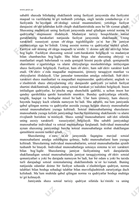amiyatda shaxsning ma`lum bir oliy maksadni o`z oldiga qo`yib qilgan harakati. maqsadsiz o`z boshlang`ich faoliyati bilan cheklanib qolgan va tor doiradagi harakat manfaati. tayanch manfaat shaxsning boshqa shaxslar, guruhlar bilan uzoq, sotsial ta`sirlashuv jarayonida shakllangan va turli vaziyatlarda o`z yo`nalishini saqlab qolgan manfaat. shaxsda manfaatning bu turi shaxslararo, guruhlararo munosabatlarda ma`lum bir faoliyatda yoki ijtimoiy munosabatlarda shakllanadi va sotsial dinamik xususiyatga ega bo`ladi. tayanch manfaat shaxsning sotsial faoliyatini dinamikasini asosini tashkil qiladi. shu bilan birgalikda tayanch manfaat shaxsda o`z faoliyati va harakatiga nisbatan kuchli ehtiyojni shakllanishida muhim ahamiyatga egadir. tayanch manfaat shaxsda o`zining imkoniyatlarini yuzaga chiqarishda, unda stereotiplarni shakllanishida asos bo`lib xizmat qiladi. yo`nalish manfaat, manfaatlar ichida juda murakabi hisoblanadi chunki shaxs manfaatlaridan birini tanlashi shu manfaatga bog`liqdir. manfaatlar bir-biri bilan chambarchas bog`liq, ularni alohida-alohida ajratib bo`lmaydi shu sababli yo`nalish manfaat shaxsdan manfaatlardan o`zining imkoniyatlari va darajasiga qarab birini ya`ni o`zi uchun muhimini tanlashni talab qiladi. shaxs manfaatlari ma`lum bir …