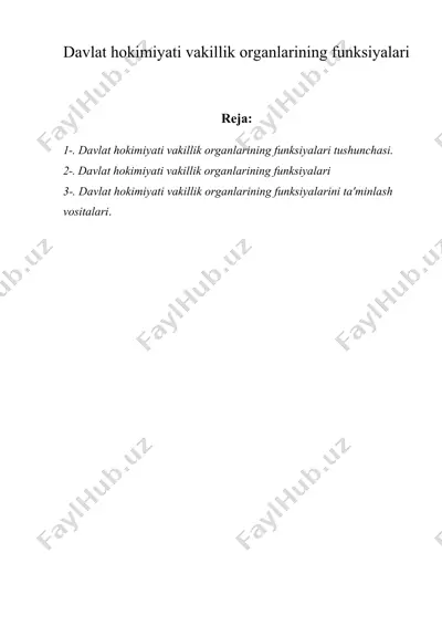 davlat hokimiyati vakillik organlarining funksiyalari — DOC