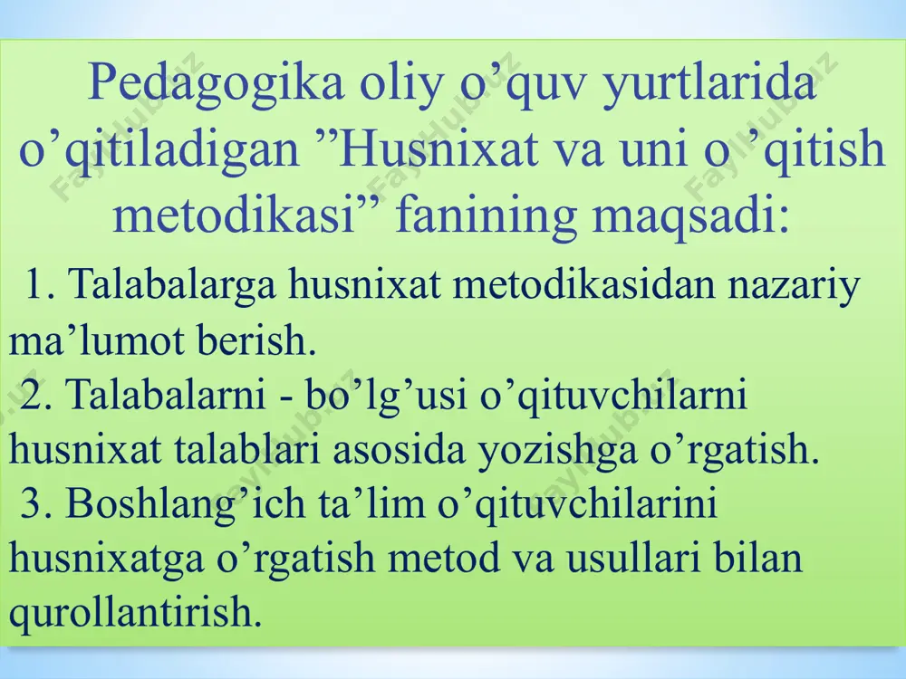 "husnixat va uni o'qitish metodikasi" - Page 3