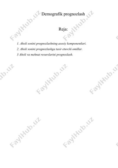 demografik prognozlash — DOCX