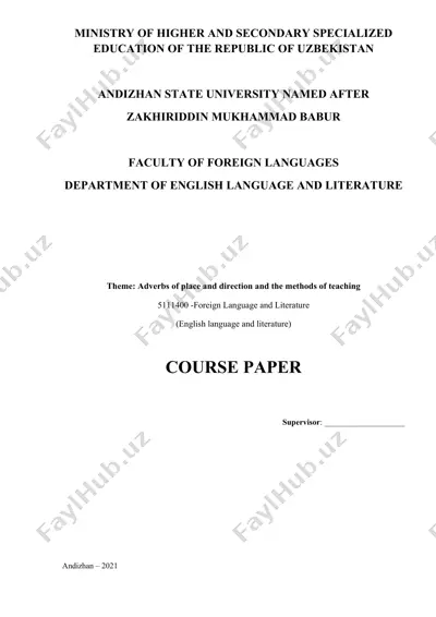 english adverbs of place and direction: teaching methods — DOC