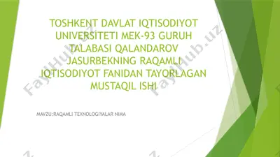 raqamli texnologiyalar — PPTX