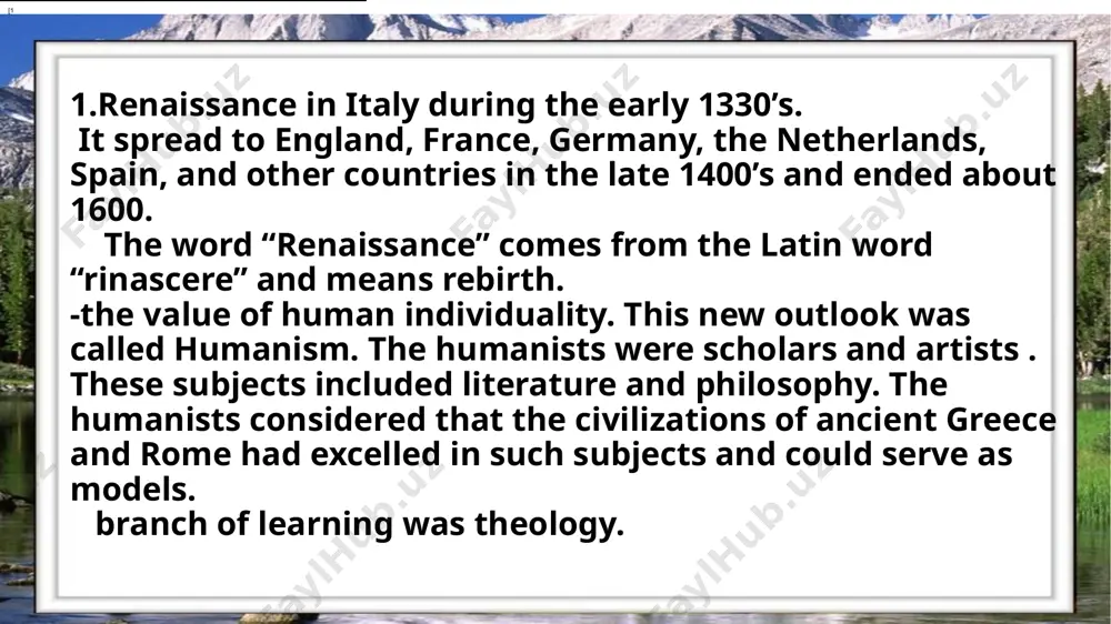 28/2020 made by marhabo 10/28/2020 made by marha the height of the renaissance under the reign of elizabeth i (1558-1603), order was restored, and england entered upon her most glorious age. elizabeth was only twenty-five when she assumed the throne, never married, and ruled wisely and well for forty-five years. interested in education, queen elizabeth established one hundred free grammar schools in all parts of the country. these schools were open to both sexes of all ranks. in 1579, gresham college was founded in london to cater to the needs of the middle class. the elizabethan period was golden age of english drama. in 1576, james burbage built england’s first playhouse, called the theatre, in a subburb of london. until this time, drama had been performed in the streets, in homes and palaces, and at english universities. after burbage built the theatre, other playhouses were constructed, which rapidly increased the …