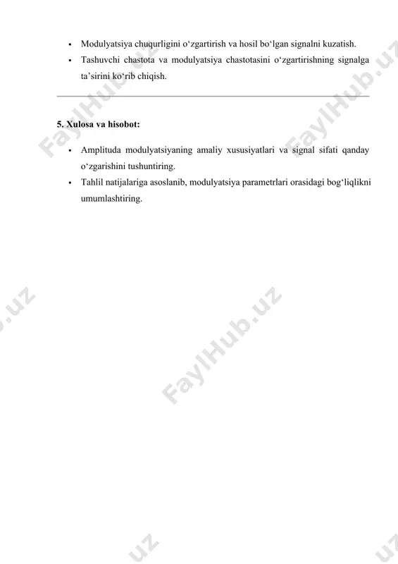 amplituda modulyatsiya modulyatorini tadqiq etish - Page 5