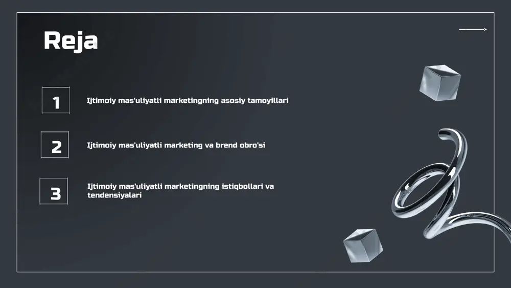 aytirish: ijtimoiy mas'uliyatli marketing, brendning ijobiy obro'sini shakllantiradi. brendlar ijtimoiy masalalarga e'tibor berish orqali, jamiyatda ijobiy imij yaratishlari mumkin. bu ijobiy obro', iste'molchilar orasida brendning tanlanishiga hissa qo'shadi va raqobatda ustunlik beradi. yangi bozorlarni o'zlashtirish imkoniyati: ijtimoiy mas'uliyatli marketing strategiyalari, brendlarning yangi bozorlarni o'zlashtirishiga yordam beradi. masalan, ijtimoiy masalalarga qiziqish ko'rsatgan brendlar, ekologik toza mahsulotlar yoki adolatli savdo tamoyillariga amal qilish orqali yangi iste'molchilarni jalb qilish imkoniyatiga ega. bu ularga yangi segmentlarda muvaffaqiyatli ishlash imkonini beradi. photo by jezael melgoza on unsplash ijtimoiy mas'uliyatli marketingning asosiy tamoyillari ochiqlik va shaffoflik ijtimoiy mas'uliyatli marketingda ochiqlik va shaffoflik muhim ahamiyatga ega. bu tamoyil iste'molchilar bilan ishonchli aloqalar o'rnatishga yordam beradi va brendning obro'sini oshiradi. mijozlarga xizmat ko'rsatish mijozlarga xizmat ko'rsatish ijtimoiy mas'uliyatli marketingning asosiy tamoyillaridan biridir. bu tamoyil mijozlarning ehtiyojlarini tushunish va ularga kerakli yordamni ko'rsatish orqali brendga sodiqlikni oshiradi. ijtimoiy mas'uliyatli marketing nima? ijtimoiy mas'uliyatli marketing - bu kompaniyalarning ijtimoiy va …
