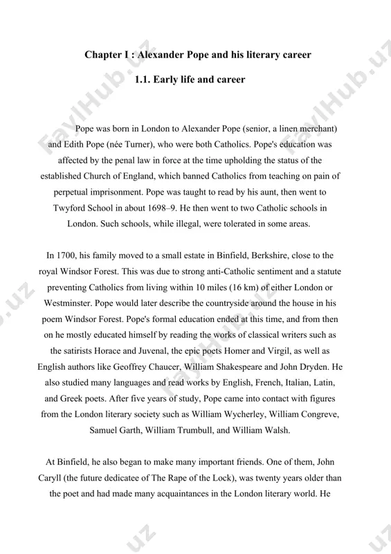 illiam walsh. at binfield, he also began to make many important friends. one of them, john caryll (the future dedicatee of the rape of the lock), was twenty years older than the poet and had made many acquaintances in the london literary world. he introduced the young pope to the ageing playwright william wycherley and to william walsh, a minor poet, who helped pope revise his first major work, the pastorals. he also met the blount sisters, teresa and (his alleged future lover) martha, both of whom would remain lifelong friends. from the age of 12, he suffered numerous health problems, such as pott's disease (a form of tuberculosis that affects the bone) which deformed his body and stunted his growth, leaving him with a severe hunchback. his tuberculosis infection caused other health problems including respiratory difficulties, high fevers, inflamed eyes, and abdominal pain. he never grew beyond 1.37 metres …