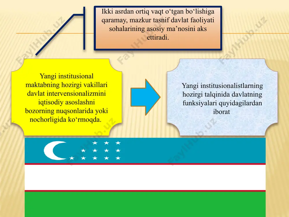 t shartnomasi rolini o‘ynovchi konstitutsiyada qayd etiladi. biroq davlatning mohiyati fuqarolar bilan davlat apparati o‘rtasida yuzaga keladigan hokimlik munosabatlari bilan belgilanadi. kelishuvlarning uchinchi tomonning kuchlari bilan samarali ta’minlanishiga so‘ngra norasmiy cheklovlarni ham samarali qiladigan qoidalarni yaratish yo‘li bilan erishiladi davlatning yuqorida keltirilgan ta’riflari ko‘p jihatdan uning shartnomaviy mohiyatini tavsiflaydi, ya’ni davlat – bu jamoat shartnomasi. u tartibni ta’minlash vositasi sifatida (nafaqat iqtisodiy, balki ijtimoiy almashuvlarning ham tartibga solinganligi) kuch ishlatish holatini emas, balki fuqarolarning o‘zaro kutishlari tizimi sifatida ushbu tartibning o‘zini o‘rnatish holatini ta’kidlaydi. davlatning shartnomaviy nazariyasidan tashqari davlatning asosan ekspluatatorlik mohiyatini nazarda tutuvchi nazariya ham mavjud j.byukenen o‘z asarlarida davlatning jamiyatdagi rolining ikki tomonlamaligiga alohida e’tibor qaratadi, ya’ni davlat ham himoya qiluvchi, ham ishlab chiqaruvchi vositadir agar himoya qiluvchi davlat funksiyasini amalga oshiruvchi amaldorlarning o‘zlari yakka tartibdagi hokimiyatni mustahkamlagan holda shartnoma shartlarini bajarishmasa, davlat jamiyatni siyosiy jihatdan ta’sir etuvchi alohida sub’yektlar manfaatlari yo‘lida ekspluatatsiya qiluvchi majburiy repressiv mexanizm sifatida …
