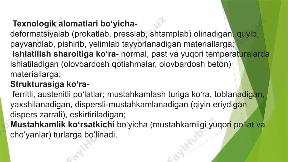 faol to'ldiruvchilarga uglerod ko'miri, rux oksidi kirib, u rezinani mexanik xossasini yaxshilaydi. bundan tashqari rezinaga regeneratorlar - eski rezina buyum va chiqindilarini qayta ishlab chiqarilgan rnahsuloti, antipirinlar rezinani bardoshiga yonishini kamaytirnvchi moddalar, dezodorantlar - rezinadan yomon hid kelishini oldini oladigan moddalar bo'yoqlar va pigmentlar qo'shiladi. rezinaga qo'shiladigan oltingugurt miqdoriga ko'ra elastikligi o'zgaradi. oltingugurt miqdorini oshishi bilan rezina materiali kichik elastiklikka ega bo'lib, uning qattiqligi oshadi. 30% oltingugurt qo'shilganda rezina qattiq materialga aylanadi. buni ebonit deyiladi. rezina 2 xii bo'ladi: umumiy va maxsus maqsadlar uchun mo'ljallangan rezinalar. umumiy maqsadlar uchun mo'ljallangan rezina tabiiy va sun'iy kauchukni vulkanizatsiya qilib olinadi. maxsus maqsadlar uchun mo'ljallangan rezina benzin bardosh, issiqqabardosh, sovuqqabardosh va boshqa turlarga bo'linadi. foydalanilgan adabiyotlar: wikipediya ; oʻzme. birinchi jild toshkent, 2000-yil; google image1.png image2.png image3.png image4.png image5.jpeg image6.jpeg image7.jpeg image8.jpeg image9.jpeg image10.png image11.png image12.png image13.png image14.png image15.jpeg image16.png image17.png image18.png image19.png image20.jpeg image21.png /docprops/thumbnail.jpeg