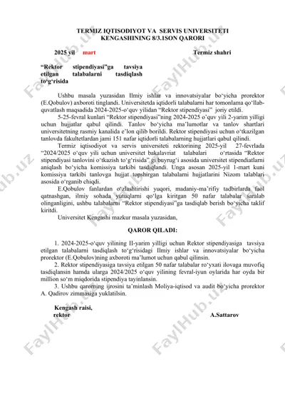 "rektor stipendiyasi" — DOC