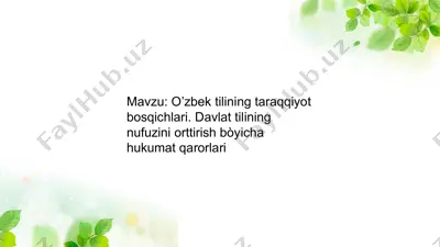 tilning tarixiy taraqqiyot bosqichlari — PPTX