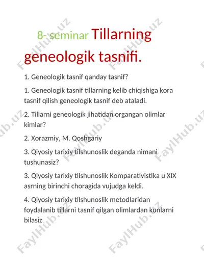 tillarning geneologik tasnifi — DOC