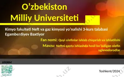 quyi olefinlar ishlab chiqarish va ishlatilishi — PPTX