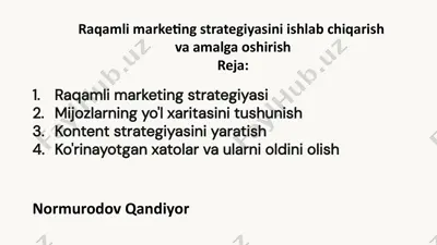 raqamli marketing strategiyasi — PPTX