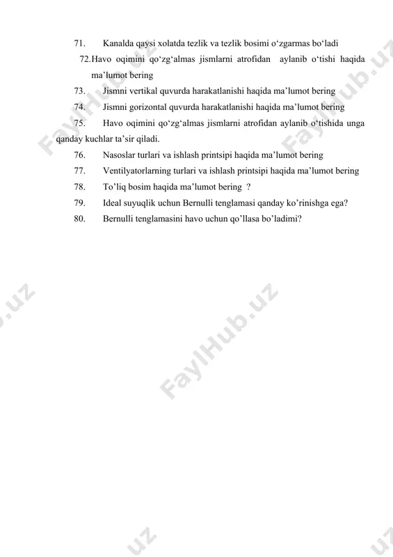 "aerodinamika va pnevmotransport" fanidan savollar to‘plami - Page 4
