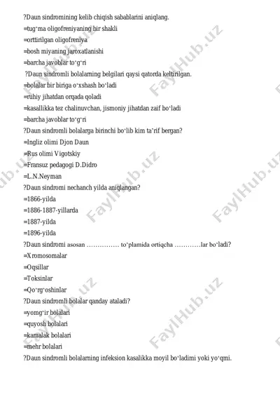 daun sindromi haqida ma'lumotlar — PDF