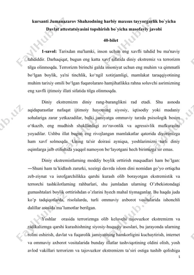 terrorism va diniy ekstremizm — DOC