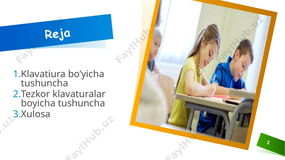sozlamalar bo’limi ochish f5 = yangilash f2 = faylni qayta nomlash win+s = qidiruv bo’limini ochish win+x = tezkor buyruqlar panelini ochish win+ctrl+d = qo’shimcha ishchi oynasini hosil qilish ctrl+z = bitta oldingi amalga qaytarish ctrl+y = ctrl+z orqali qilingan xatoni tog’irlasangiz bo’ladi ctrl+c — nusxa ko‘chirish; ctrl+n — yangi hujjat yaratish; ctrl+o — ochish; ctrl+s — saqlash; ctrl+v — o‘rniga qo‘yish; ctrl+w — oynani yopish; ctrl+x — qirqib olish; ctrl+y — bekor qilingan harakatni qaytarish; ctrl+z — so‘nggi o‘zgarishni bekor qilish; ctrl+home — hujjat boshiga o‘tish; ctrl+end — hujjat oxiriga o‘tish. alt — ochiq oynadagi sistema menyusi ochiladi, menyuda strelkalar yoki alt+kerakli harf yordamida ishlash mumkin; ctrl+space — belgilangan joydan formatlashni olib tashlaydi. ctrl+0 — abzatslar orasidagi intervalni o‘zgartiradi; ctrl+1 — satrlar orasiga birlik interval qo‘yish; ctrl+2 — satrlar orasiga ikkilik interval qo‘yish; ctrl+5 — satrlar orasiga bir yarimlik interval qo‘yish; alt+shift+d — bugungi sanani kiritish; alt+shift+t — ayni …