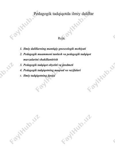 pedagogik tadqiqotda ilmiy dalillar — DOC