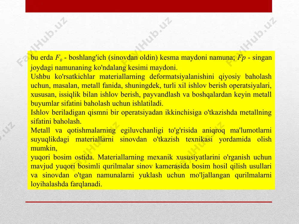 korroziv faolligi va boshqalar. 1) purujinaviy po'latlari arzon va texnologik jihatdan ancha rivojlangan prujina po'latlari avtomobil va traktor sanoatida, temir yo'l transportida va stanoksozlikda keng qo'llaniladi. ular, shuningdek, umumiy maqsadli purujinaviy po'latlari deb ataladi. quvvat elastik elementlarning ishlashini ta'minlash uchun kamon po'latlari elastiklik, chidamlilik va yengillik qarshiligining yuqori chegaralariga ega bo'lishi kerak. ushbu talablar yuqori uglerodli (0,5 - 0,7%) po'latlar tomonidan qondiriladi, ular 420-520º s haroratda so'ndiriladi va qattiqlashadi. oddiy shakldagi kichik buloqlar issiqlik bilan ishlangan holatda etkazib beriladigan po'latdan tayyorlanadi. yuqori o'rash kuchlarini talab qiladigan katta buloqlar uchun po'lat tavlangan holatda ishlatiladi. issiq o'rash yoki shtamplash orqali olingan tayyor mahsulotlar issiqlik bilan ishlov beriladi. 2) purujinaviy qotishmalari purujinaviyli qotishmalar quyidagi guruhlarga bo'linadi: korroziyaga chidamli, magnit bo'lmagan, elastiklik moduli past va elektr o'tkazuvchanligi yuqori. korroziyaga chidamli qotishmalar korroziy muhitda ishlaydigan kamon ishlab chiqarish uchun ishlatiladi. kuchsiz oksidlovchi muhitga chidamli buloqlar uchun 30x13 va 40x13 turdagi yuqori xromli po'latlar qo'llaniladi. ushbu …