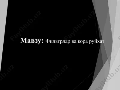 filtrlar va kora ruyxat — PPTX