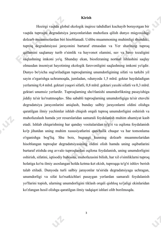 zolligi–30-60% (chirigan o‘simliklar miqdori). uchinchi turda asosan, atmosfera yog‘inlari hisobiga mineral tuzlarni juda kam qabul qiladi, shuning uchun ularning zolligi 5-10%. ikkinchi turdagi botqoqliklar 1 va 2 turlarning o‘rtasida bo‘lib, sizot suvlari geologik sharoitga qarab ko‘p yoki oz miqdorda ishtirok etadi, mineralizatsiyasi past bo‘lgani uchun bunday tuproqlarda zollik 15-25% ga tengdir. bunday tuproqlarda chirish darajasi degan ko‘rsatkich- r (ya’ni gumusning chirimagan o‘simliklar qoldiqlariga nisbati) katta ahamiyatga egadir. bu ko‘rsatikich bo‘yicha tuproqlar r35% - kuchli chirgan torfli turoqlarga bo‘linadi. qishloq xo‘jaligi uchun yuqori zollik, kuchli chirigan pastki botqoq torfli tuproqlar katta ahamiyatga egadir. zolligi 15% dan past bo‘lgan tuproqlar qishloq xo‘jaligida ishlatilmaydi. botqoqliklar: ularda o‘sadigan o‘simliklar turi bo‘yicha: o‘rmonzor, butazor, o‘tloq va mox; mikrorelyefi bo‘yicha: tepalikli, tekisli va o‘yiqli; makrorelyefi bo‘yicha: vodiy, poyma (qayir) va yon bag‘r; iqlimi bo‘yicha subarktik (muzliklarda), o‘rta, tropik va subtropik botqoqliklarga turlanadi. suv ta’minotining turlari. suv ta’minotining turi (stt) tuproqni namlantiruvchi manba turi bilan aniqlanadi. stt …