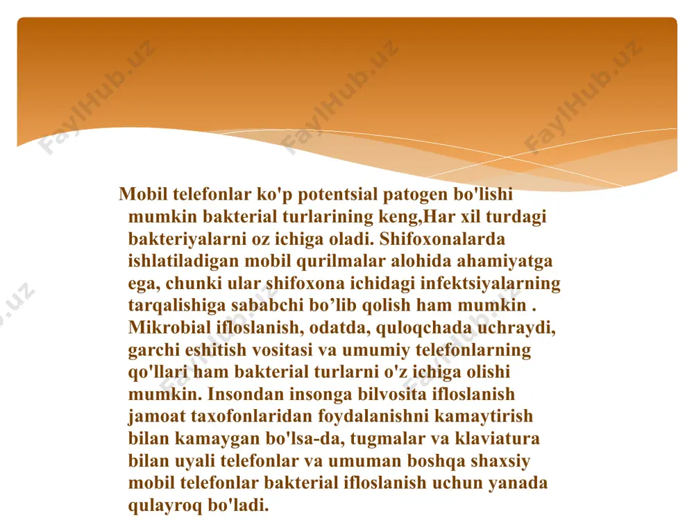 di. shu bois telefonni muntazam ravishda zararsizlantirib turish kerak bo'ladi. harper's bazaar nashri ganday qilib telefonni zararsizlantirish kerakligi haqida ma'lumot beradi. telefonni har 1-2 soatda zararsizlantirib turish kerak bo'ladi. e`tiboringiz uchun rahmat image2.png image3.png /docprops/thumbnail.jpeg