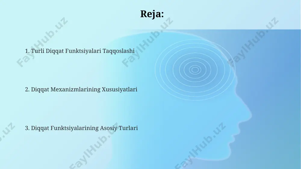 shakllana boshlaydi va miyaning frontal loblarida joylashgan. diqqatning hajmi va intensivligi yoshga bogʻliq holda oʻzgaradi; 10 yoshli bolaning diqqat hajmi kattalarnikiga nisbatan ancha past, ammo mashgʻulotlar orqali 2-3 barobar oshirilishi mumkin. selektiv diqqat (masalan, shovqinli xonada suhbatga diqqatni jamlash) kabi 20 dan ortiq turdagi diqqat funksiyalari mavjud boʻlib, ularning samaradorligi individual farqlarga va atrof-muhit omillariga, masalan, toshkent shahridagi shovqin darajasiga bogʻliq. yerli eʼtibor (local attention) 2023 yilda chop etilgan tadqiqotlar shuni koʻrsatdiki, mahalliy eʼtibor, global eʼtiborga nisbatan, ayniqsa, yuqori oʻlchamli maʼlumotlar (masalan, 1024x1024 pikselli tasvirlar) uchun hisoblash samaradorligini sezilarli darajada oshiradi. mahalliy eʼtibor mexanizmi, masalan, 3x3 oʻlchamli matn maydoniga ega boʻlgan tasvirlarni qayta ishlashda, faqatgina markaziy 9 pikselga eʼtibor qaratib, hisoblash murakkabligini kamaytiradi va tezlashtiradi. mahalliy eʼtibor kaliforniya universiteti tomonidan oʻtkazilgan eksperimentlarda, 512 ta oʻlchamli vektorlarni qayta ishlashda global eʼtiborga qaraganda 2 barobar tezroq natija berdi. umumiy eʼtibor (global attention) umumiy eʼtibor mexanizmi, masalan, 256 oʻlchovli vektorlarni qayta ishlashda, butun …
