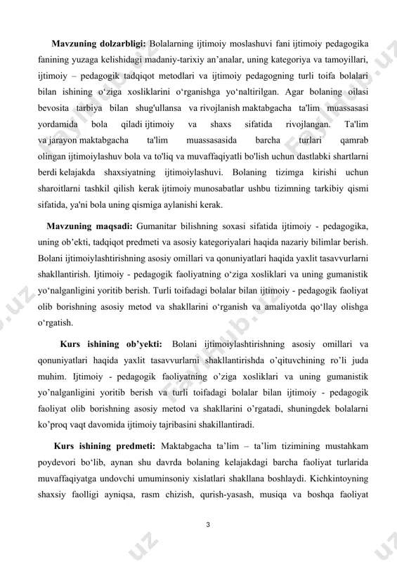 anishga yo‘naltirilgan. . kichkintoyning shaxsiy faolligi ayniqsa, rasm chizish, qurish-yasash, musiqa va boshqa faoliyat turlarida takomillashib boradi. bunda bolaning oson o‘zlashtirishida faoliyat turlarining o‘yin tarzida tashkillashtirilgani samarali natija ko‘rsatadi. kirish bugungi kunda zamonaviy yoshlar yagona siyosiy va mafkuraviy kuchni ifodalamaydi va na ijtimoiy-siyosiy tuzilmada, na ijtimoiy hayotda muhim o'rin tutmaydi. siyosiy hayot jamiyat. mamlakatimiz nufuzi pasayib borayotgani, ijtimoiy yo‘naltirilgan ichki siyosat yuritilmagani, hokimiyatning xalqdan uzoqlashib borayotgani tufayli zamonaviy yoshlarda fuqarolik va vatanparvarlik tuyg‘ularining yo‘qolib borayotgani alohida tashvish uyg‘otmoqda.ijtimoiy o'zini-o'zi anglashda yoshlar imkoniyatlarining cheklanishi yoshlar muhitida tajovuzkorlik va norozilik salohiyatining oshishiga olib keladi, bu esa buzg'unchi guruhlar va yoshlar uyushmalarining (skinxedlar, fashistlar, futbol muxlislari) shakllanishiga olib keladi. jinoiy tusdagi yoshlar guruhlari tuzilib, faoliyat yuritmoqda. 2001 yildan beri 5000 mingdan ortiq jinoiy o'smirlar guruhlari ro'yxatga olingan. yoshlar o'rtasida alkogolizm va giyohvandlik muammolari o'z dolzarbligini yo'qotmayapti.ma'lum bo'lgan postulat shundaki, bolalar bizning kelajagimizdir, lekin ko'pchilik buni tom ma'noda deb o'ylamagan kelajak mamlakatlar yoki sayyoralar. …