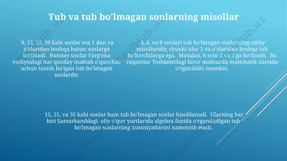mukammal sonlar, tub sonlar - Page 5
