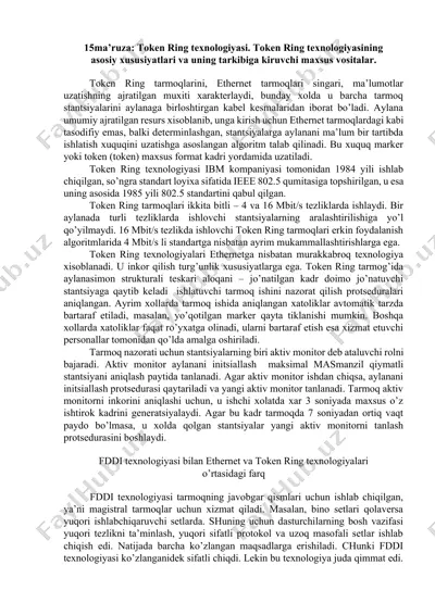 token ring texnologiyasi — DOCX