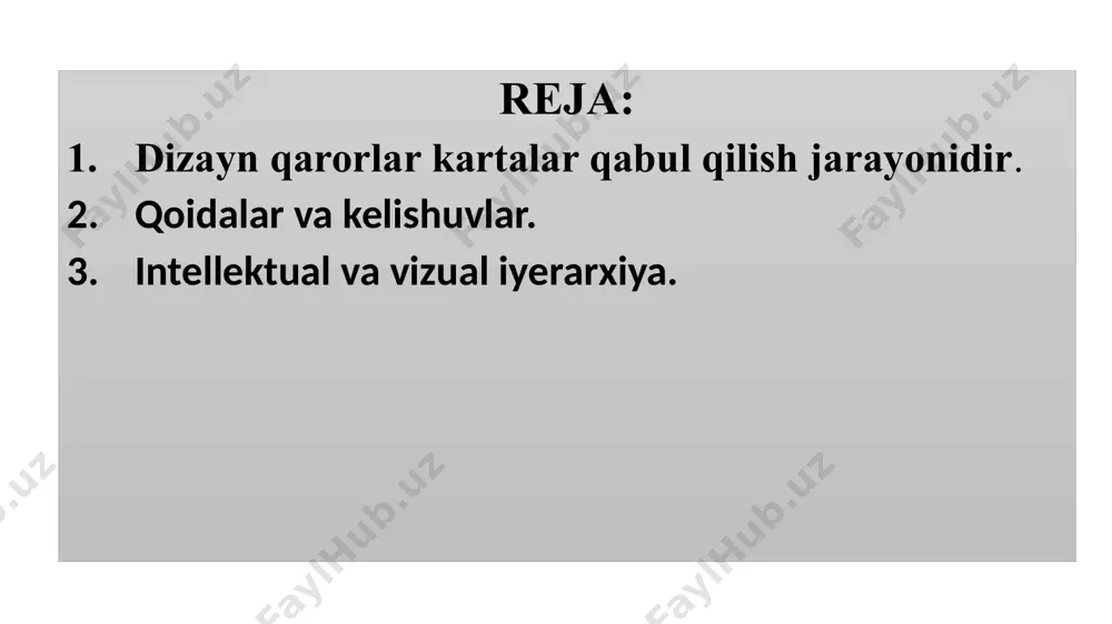 rlar kartalar qabul qilish jarayonidir. ko‘plab tanlovlar vizualizatsiya yoki prezentatsiya uchun samarali kartalar yaratilishiga xizmat qiladi. dastlab so‘rash uchun bir qator savollar mavjud. bu savollarning javoblari proyeksiya va ramzlarni aniqlaydi, masshtab, rang, to‘r va boshqa komponent- larni tanlab olishni belgilaydi. karta bu muammoning eng yaxshi yechimi hisoblanadi. kartaning maqsadi nima? kartadan qanday foydalaniladi? kartalar tadqiqot natijalarini ko‘rsatish, axborotni saqlash, konsepsiyani ko‘rsatish uchun ishlab chiqilganmi? agar kartograf kartaning maqsadi haqida ma’lum tasavvur ga ega bo‘lmasa axborot ham aniq bo‘lmaydi. kartaning predmeti yoki mavzusi nima hisoblanadi? novigatsiya kartasi shunchaki joylarni tasvirlaydigan yoki aholi zichligini ko‘rsatadigan kartadan ko‘ra ko‘proq talablarga ega. mavzu va proyeksiyaning turi, masshtabni tanlash va umumlashtirish darajasiga bog‘liqdir. taqsimlash kartalari maydonlarning chegarasi buzilgan joylarini tasvirlashni talab qiladi, bug‘doy taqsimotini ko‘rsatuvchi kartada batafsil qirg‘oq chegaralarini ko‘rsatish shart emas, o‘rtacha kenglikka ega hududlarni, masalan silindrsimon proyeksiyalarda taqdim qilish yaxshiroqdir. bu mavzularning har biriga muvofiq keluvchi boblarda batafsilroq muhokama qilinadi. kartaning maqsadi nima? …