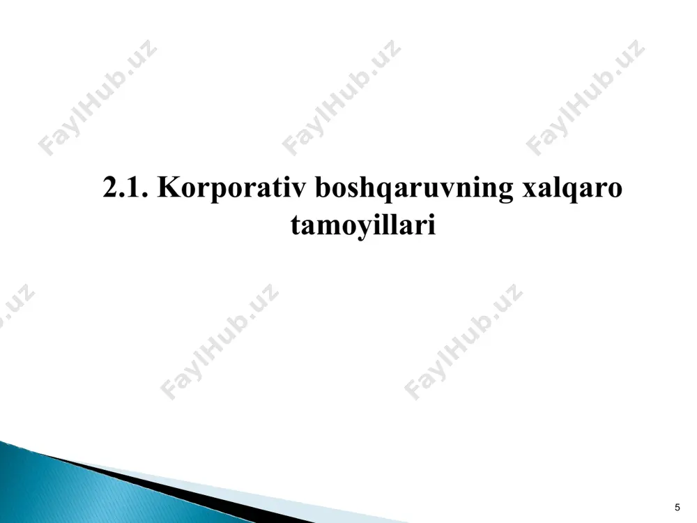 da, ya'ni kompaniya ustidan nazoratni qoiga kiritish uchun toiov sifatida toianadigan narxda sotib olishi kerak; * • kompaniyalar aksiyalar qiymatiga ta'sir etishi mumkin bolgan axborotni, shuningdek, 5% mulk chegirmasidan o‘tgan (kamaygan yoki ko‘paygan) aksiyadorlar haqida axborotni darhol maium qilishlari lozim. bu talabga rioya qilinmagan holiarda jiddiy jarima choralari qoilanadi; • auditorlar mustaqil bolishi va aksiyadorlar umumiy yig'ilishida saylanishi lozim; • aksiyadorlar yig‘ilish kun tartibiga masalalar kiritish imkoniyatiga ega bo‘lishi lozim; • axborot tarqatish oddiy kanallaridan tashqari, kompaniya aksiyadorlaiga aksiyalar qiymatiga ta’sir etishi mumkin bo‘lgan axborotni yetkazish uchun elektron vositalardan foydalanishi lozim; • aksiyadorlar kengashning kamida bitta a’zosini saylash huquqiga, shuningdek, kengash a’zosini bo'shatish masalasini ko'tarish imkoniyatiga ega bo‘lishlari lozim. saylangunga qadar aksiyadoriar kengash tarkibiga saylash uchun nomzodlar taklif qilish imkoniyatiga ega; • kuzatuv kengashi a'zosi sifatida bir pog'onali tizimda ham, ikki pog‘onali tizimda ham noijrochi direktorlarning kengash tarkibidagi a’zoligi 12 yilgacha bo‘lgan muddat bilan cheklanishi lozim; • kengash tarkibida kengash …