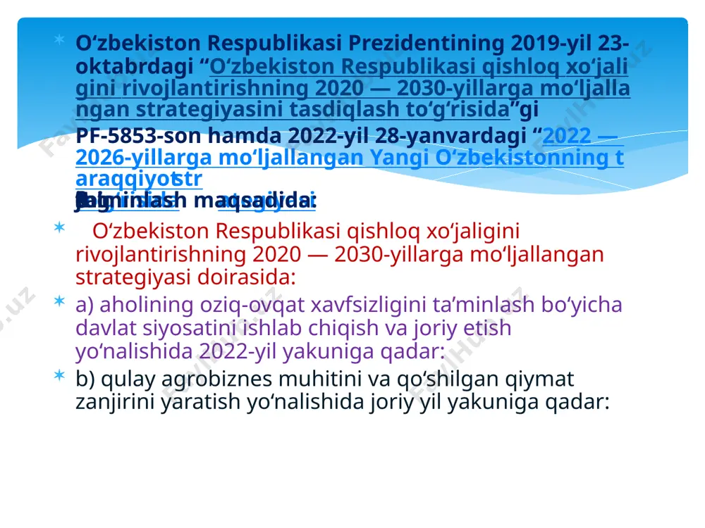 lduz 10 10 26 26 48 110 unib chiqishi - poyaga urug' qobig'ini yirtib tuproq yuzasiga chiqishiga harakat qila boshlaydi. 14-16°c harorat va namlik yetarli bo'lganda ekkandan keyin 7-9 kunda unib chiqa boshlaydi, ekish-unib chiqish davriniuzunligi ekish muddatlariga bog'liq. ekishning maqbul muddatlaridabu davr 1,5-2 kunga qisqaradi. poyaning ustki qismi yupqa rangsiz parda (koleoptile) bilan qoplangan.koleoptile - birinchi barg-boshoqli o'sim liklar urug'idan unib chiqqan barg. u naychasimon o'ralgan bo'lib ichidan yangi barg o 'sib chiqadi. koleoptile o'zining qattiq uchi bilan tuproqni yorib chiqadi.koleoptile tuproq yuzasiga chiqishi bilan o'sishdan to'xtaydi va birinchi yashil barg hosil bo’ladi. bug’doyning unib chiqish fazasi(8-10 kun ) tuplanish 2 turga bo’linadi: 1) umumiy 2) mahsuldor o'simliklarning turiga qarab bu har xil bo'ladi: kuzgi galla ekinlarida 3-6 ta, arpa va sulida 2-3 ta, bahorgi bug'doyda 1-2 ta bo'ladi. tuplanish davri cho'zilib ketsa umumiy tuplanish ko'payib, mahsuldor tuplanish kamayadi. tuplanish davri 5°c da o'tishi mumkin. eng qulay harorat budavr …