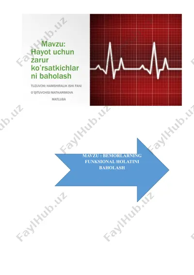 bemorlarning funksional holatini baholash — DOC