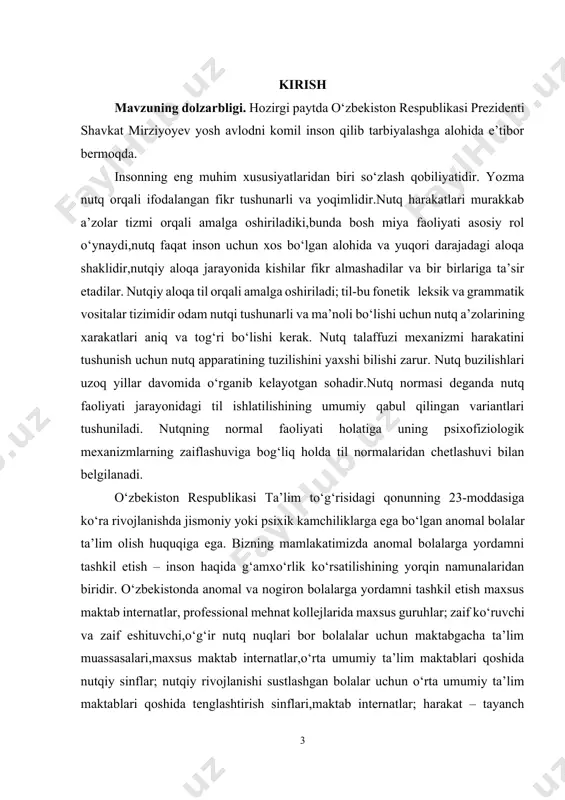 un pedagoglar maxsus tayyorgarlikdan o‘tishlari zarur, degan xulosani keltirib chiqaradi. nutqqa oid zamonaviy tadqiqotlar tizimli yondashuvga ega, bu “u yaxlit bir tizim sifatida mavjud bo‘lgan ko‘plab tashqi va ichki munosabatlar” (b.f.lomov) hodisasini o‘rganishda namoyon bo‘ladi. nutq-til tizimi ko‘plab aloqalarga kirishadi, jumladan, ma’noni so‘zga aylantiradigan hamda inson ongi va his-hayajonlari bilan uzviy bog‘liq bo‘lgan semantik axborot apparati, psixofizik hodisa (ya’ni, miya vazifasi, jismoniy tovushlar chiqaruvchi hamda ularni qabul qiluvchi va tabaqalashiruvchi qurilma), muloqot va ijtimoiy aloqa vositasilari ularning asosiylari hisoblanadilar. kurs ishining obyekti. o‘quvchilarning yozma nutqini o‘stirish usullari ustida ishlash. kurs ishining predmeti. o‘quvchilarning yozma nutqini o‘stirish usullari ustida ishlash, yozma nutqini rivojlantirish va ulardagi nutqiy nuqsonlarni bartaraf etish ustida ishlash metodlari, mazmuni, shakl va usullari. kurs ishining maqsadi. o‘quvchilarning yozma nutqini o‘stirish usullari ustida ishlashning qulay va samarali metodlardan foydalanish yuzasidan ilmiy-metodik tavsiyalar ishlab chiqish. i bob. o‘quvchilarning yozma nutqini o‘stirish usullari ustida ishlash 1.1. yozma nutq tushunchasi va uni …
