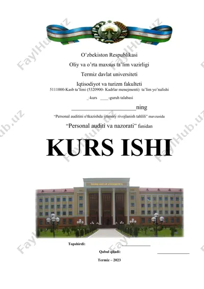 personal auditini o'tkazishda ijtimoiy rivojlanish tahlili — DOCX