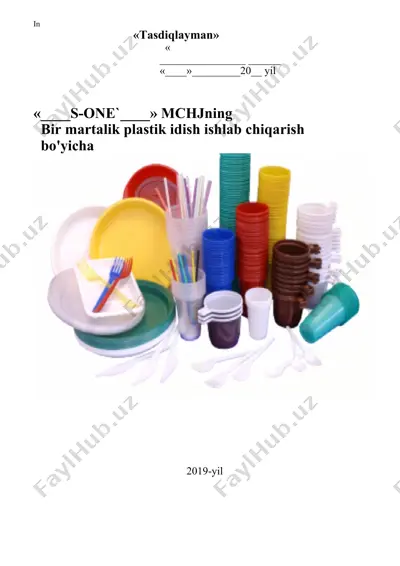 bir martalik plastik idish ishlab chiqarish — DOC