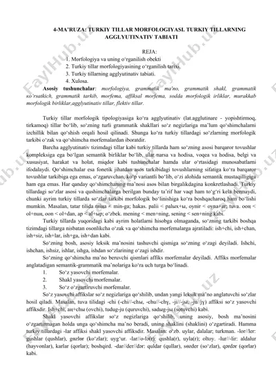 turkiy tillar morfologiyasi — DOCX