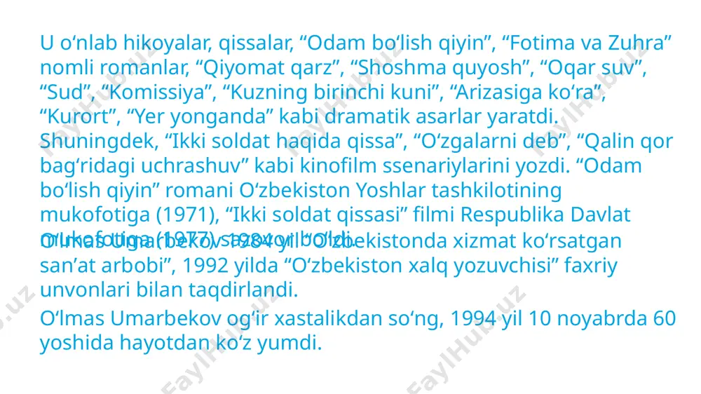 oʻlmas umarbekovning yoz yomgʻiri qissasi tahlili - Page 4