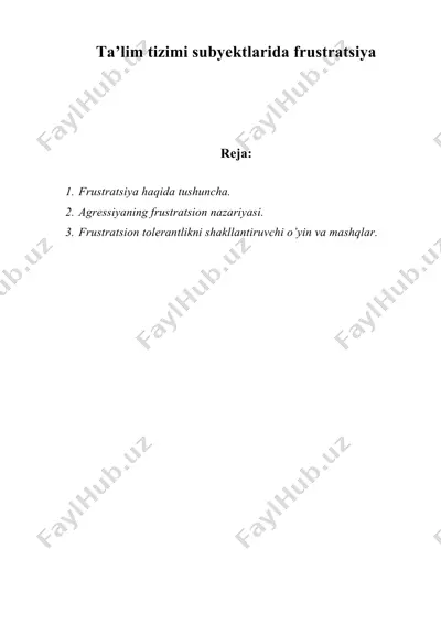 ta’lim tizimi subyektlarida frustratsiya — ZIP