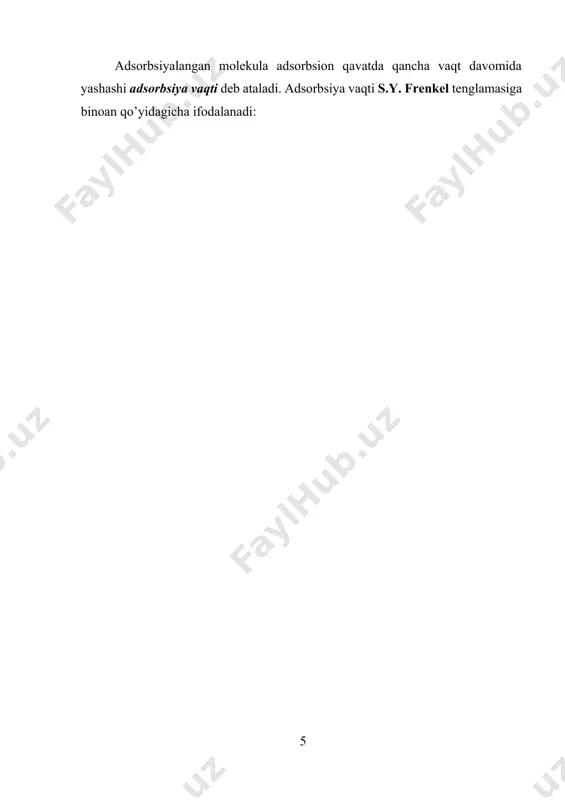 adsorbsiya hodisalari qattiq jism sirtidagi adsorbsiya - Page 5