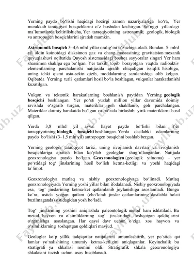 yer taraqqiyoti haqida ma'lumotlar — DOCX